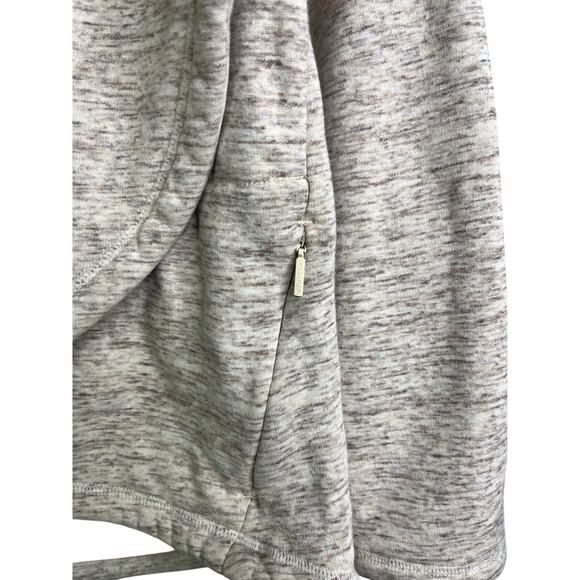 Athleta‎ Cozy Karma Asym Sweatshirt Womens L Tan Gold Zip Funnel Neck Pullover - Picture 7 of 10